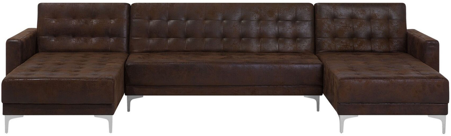 Schlafsofa U-förmig Kunstleder Old Style braun ABERDEEN Bild 1