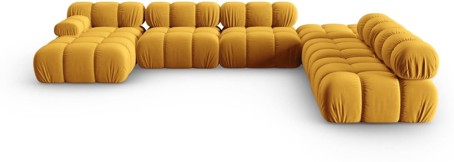 Micadoni Modulares Panorama Ecksofa Bellis 7-Sitzer Rechts Samt Bluvel Gelb Bild 1