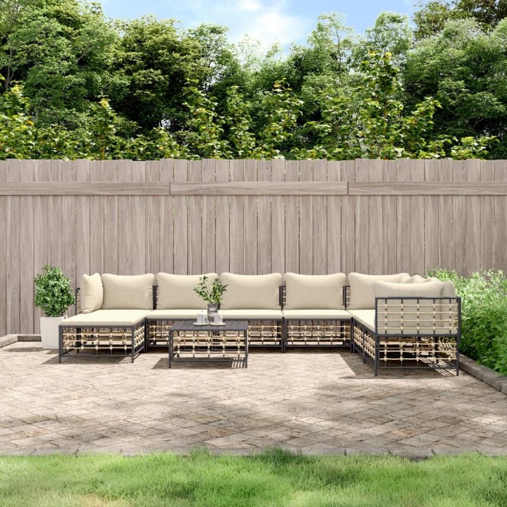 vidaXL 9-tlg. Garten-Lounge-Set mit Kissen Anthrazit Poly Rattan 3186792 Bild 1