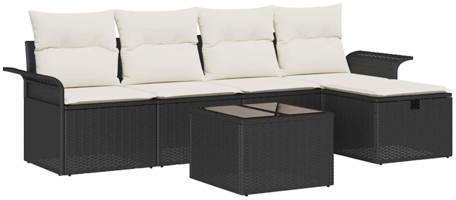 vidaXL Gartensofa-set mit Kissen 6 pcs Schwarz und Creme Poly-Rattan 3358866 Bild 1