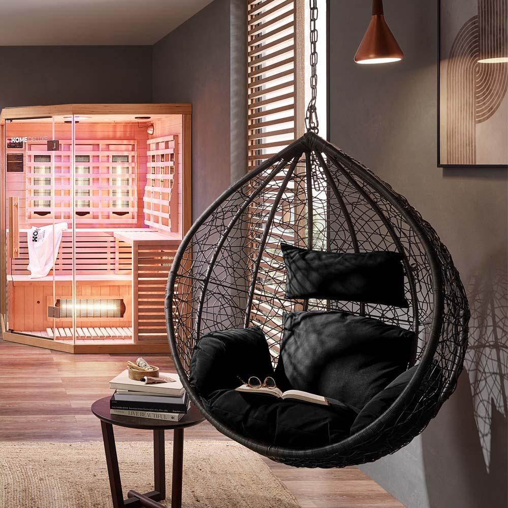 HOME DELUXE Polyrattan Hängesessel CIELO - Schwarz nur Korb Bild 1