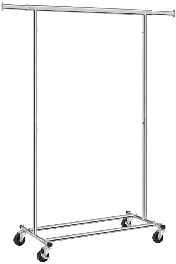 Songmics klappbarer Kleiderständer mit Rollen, ausziehbar, verchromtes Stahlrohr silber, 92-132 x 160 x 45,4 cm Bild 1