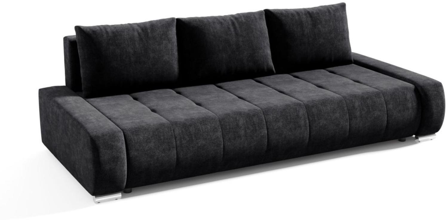 Sofa 3-Sitzer mit Schlaffunktion VOGAR Stoff Aston Schwarz Bild 1