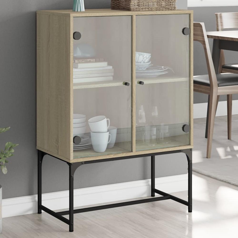 vidaXL Beistellschrank mit Glastüren Sonoma-Eiche 69x37x100 cm 836548 Bild 1