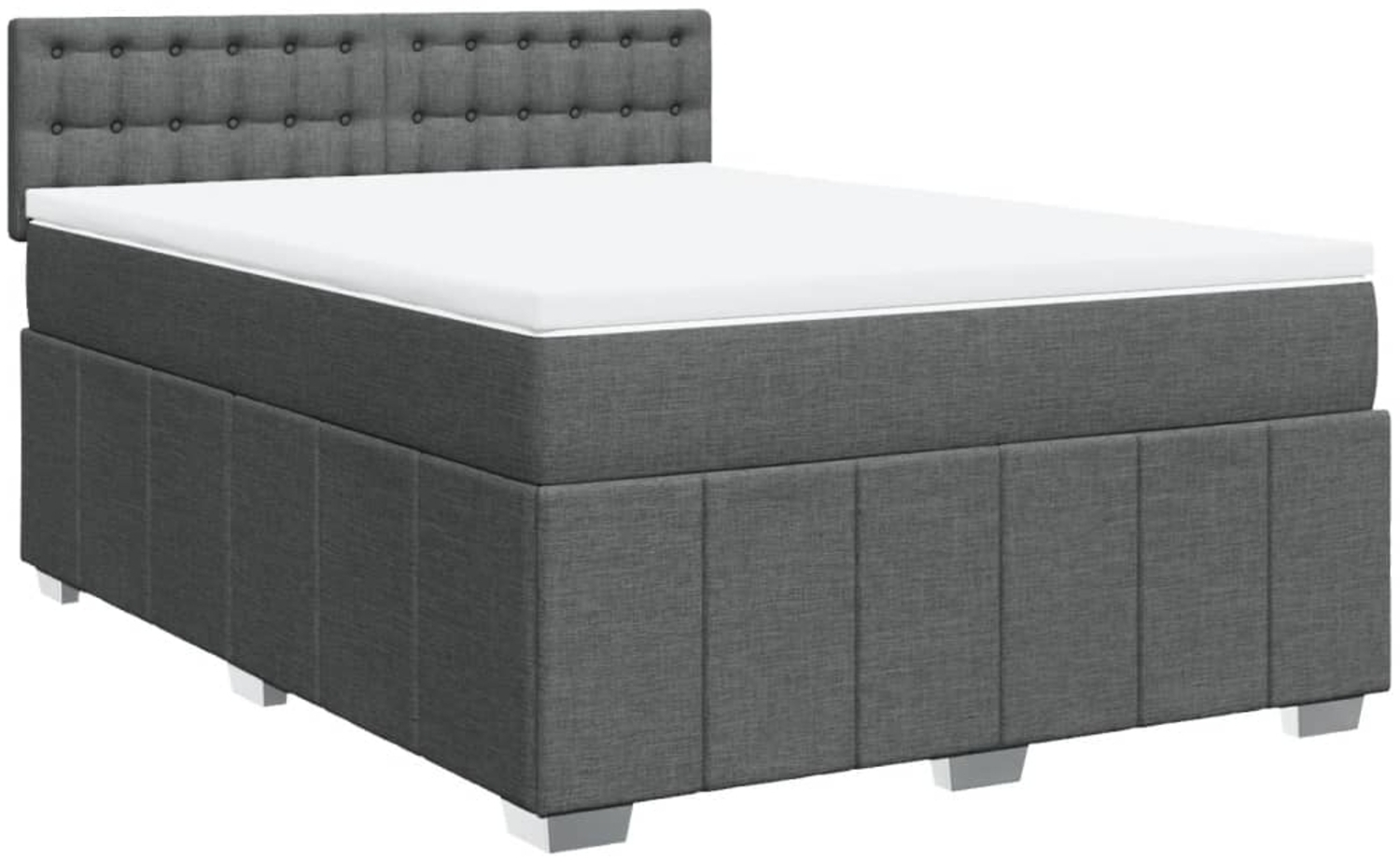 vidaXL Boxspringbett mit Matratze Dunkelgrau 160x200 cm Stoff 3287134 Bild 1