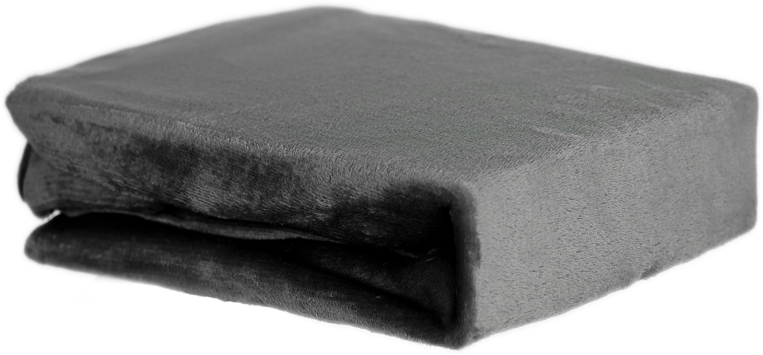 Plüsch Spannbettlaken 120-130 x 200 cm + 30 cm mit Rundumgummizug - Cashmere Touch 180 gsm Anthrazit Bild 1