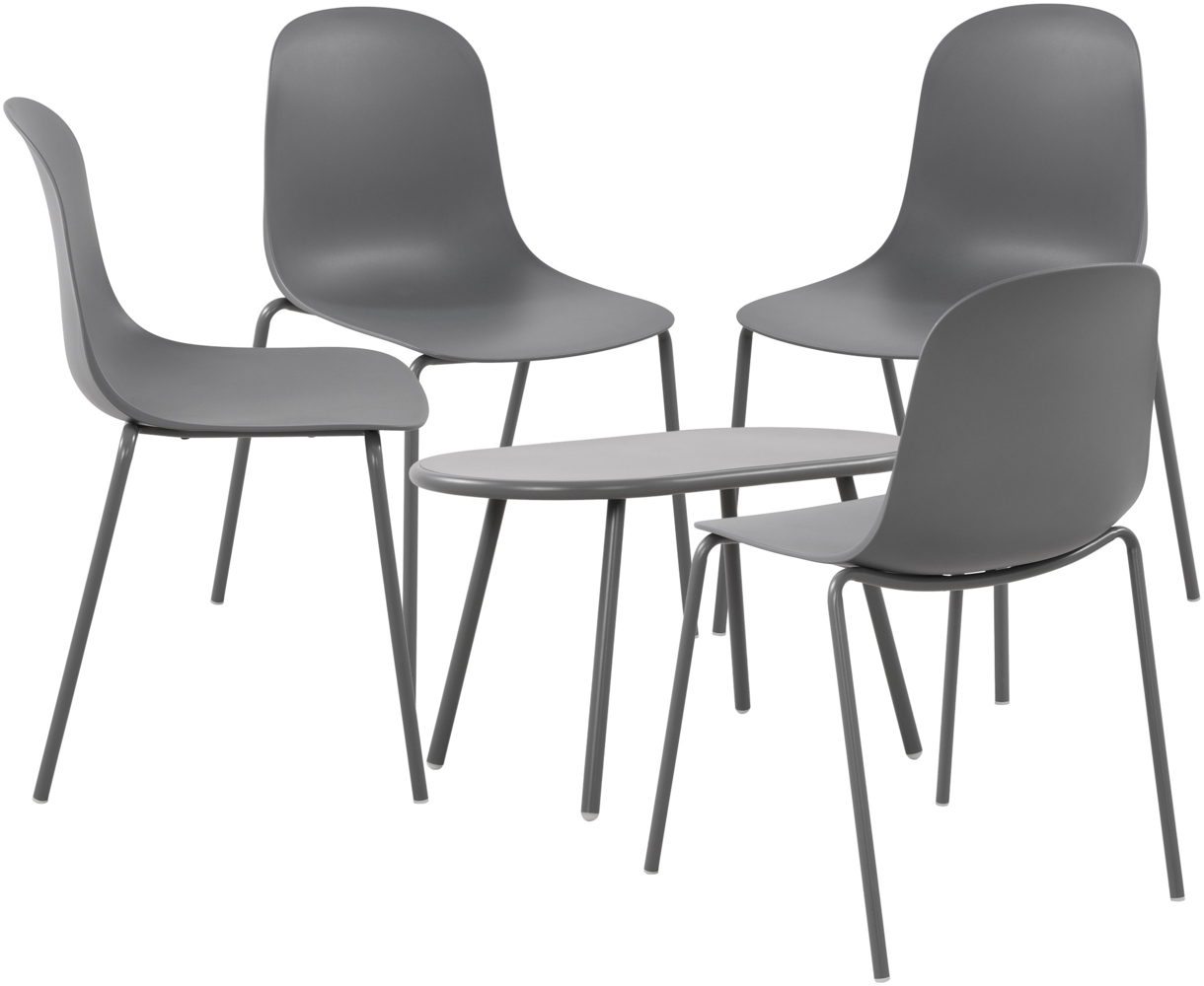 CLP 4er Sitzgruppe Veldin Set 1 Tisch 4 Stapelstühle wetterfest UV-beständig,dunkelgrau Bild 1