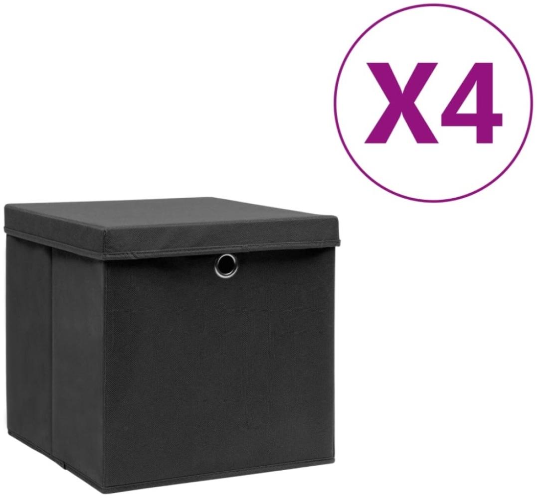 vidaXL Aufbewahrungsboxen mit Deckeln 4 Stk. 28x28x28 cm Schwarz 325188 Bild 1