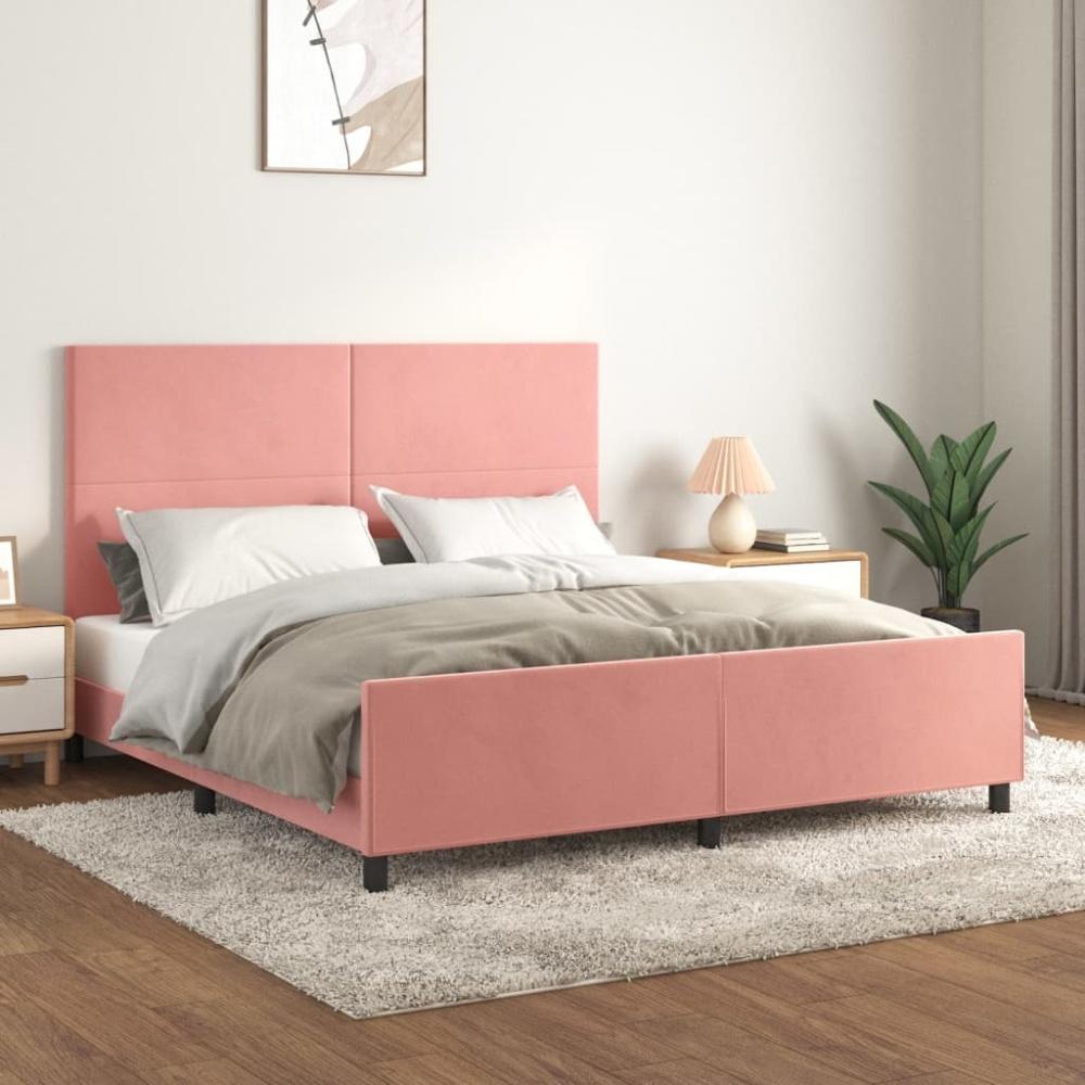 vidaXL Bettgestell mit Kopfteil Rosa 160x200 cm Samt 3125646 Bild 1