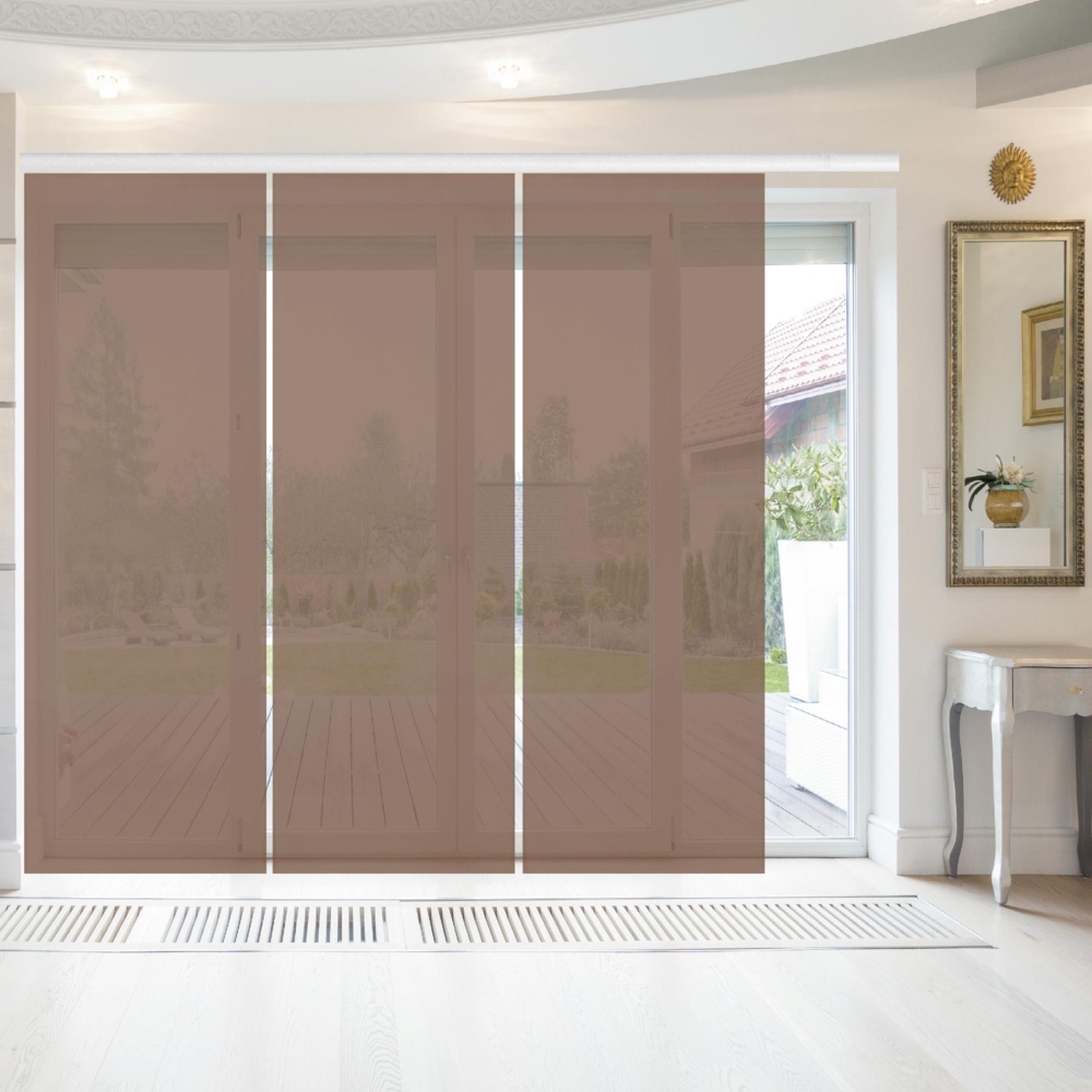 Bestlivings Flächenvorhang Elena 3er Pack (B x H) 60 x 260 cm Dunkelbraun, transparenter einfarbiger Schiebevorhang, in vielen Farben Bild 1