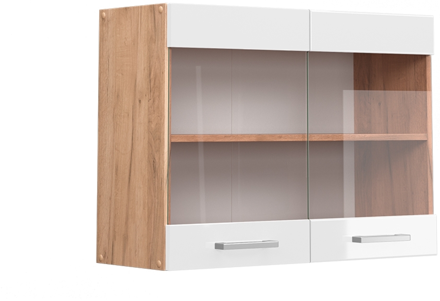 Vicco Küchenschrank Küchenzeile R-Line, Weiß Hochglanz, Hängeglasschrank 80 cm Bild 1