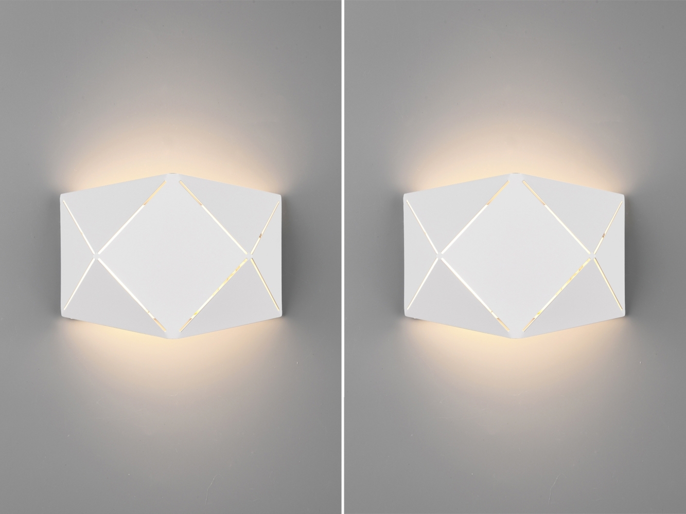 Kleine geometrische LED Wandlampen 2er SET mit Lasercut Muster, Breite 18cm Bild 1