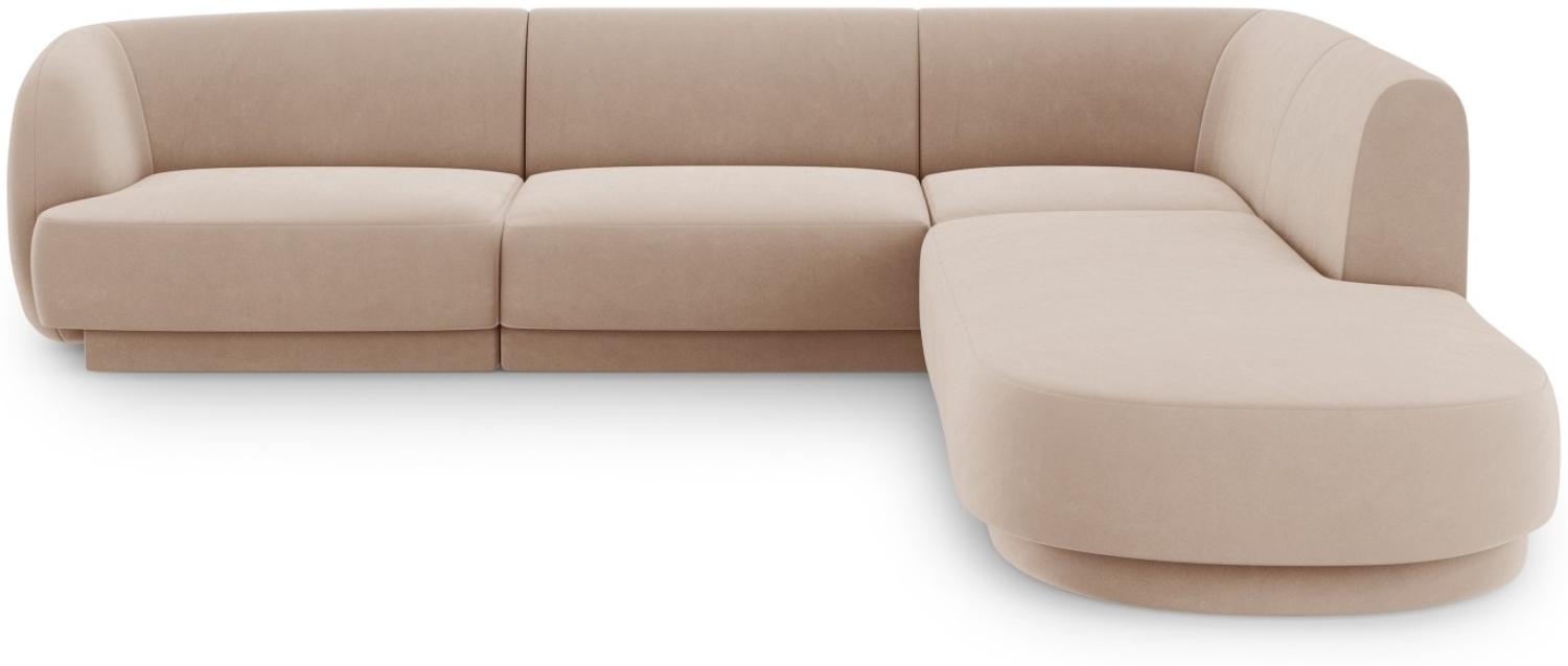 Micadoni 6-Sitzer Ecke rechts Sofa Miley | Beinfarbe Black Plastic, Cappuccino, Samt Bild 1