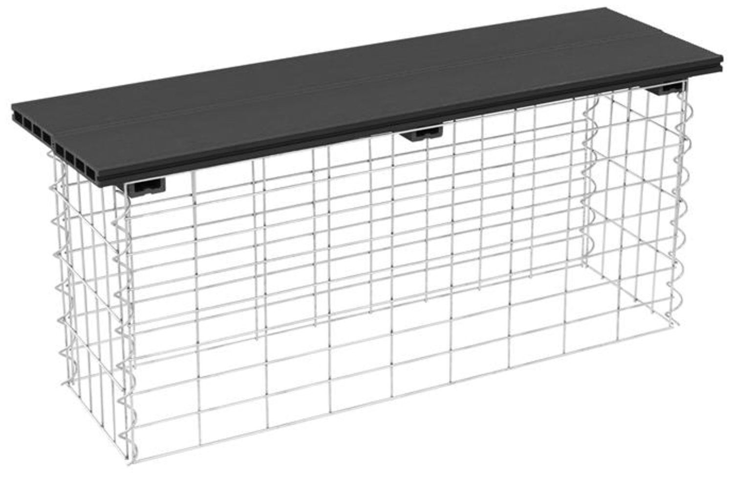 Gabionenbank WPC Gabionen Sitzbank 100x30x43 cm Gartenbank Draht Bank dunkelgrau Bild 1