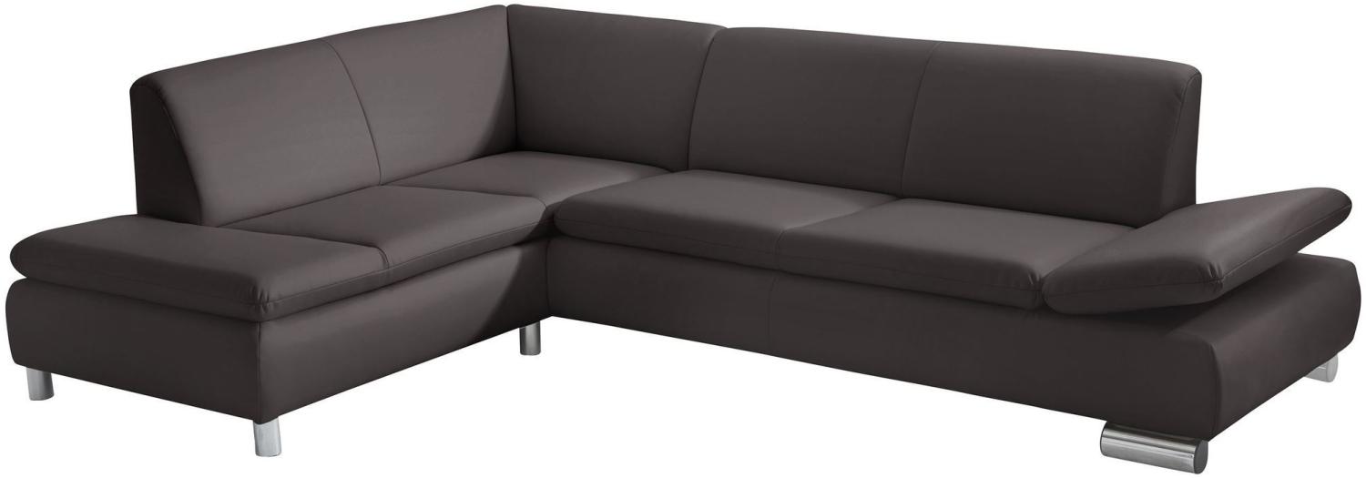 Ecksofa mit Ottomane links Kaye Bezug Kunstleder Metallfuß verchromt / braun 23142 Bild 1