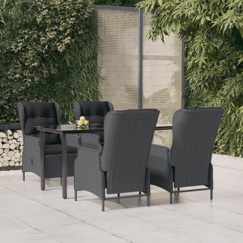 vidaXL 5-tlg. Garten-Essgruppe Dunkelgrau Poly Rattan 3156790 Bild 1