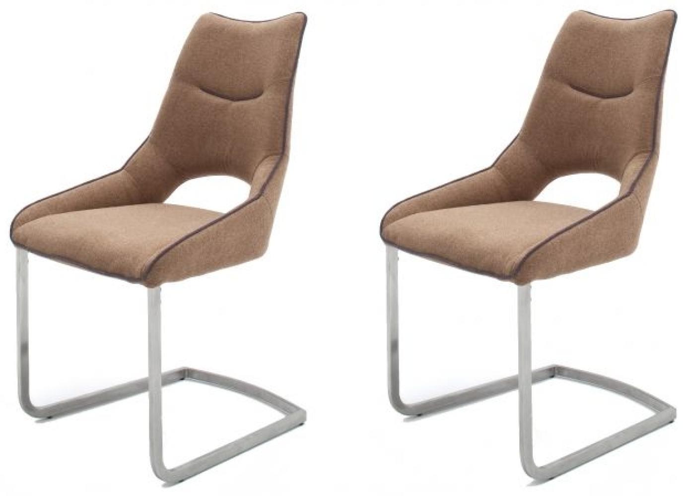 2er-Set Schwingstuhl Aldrina Cappuccino Filzoptik Bild 1