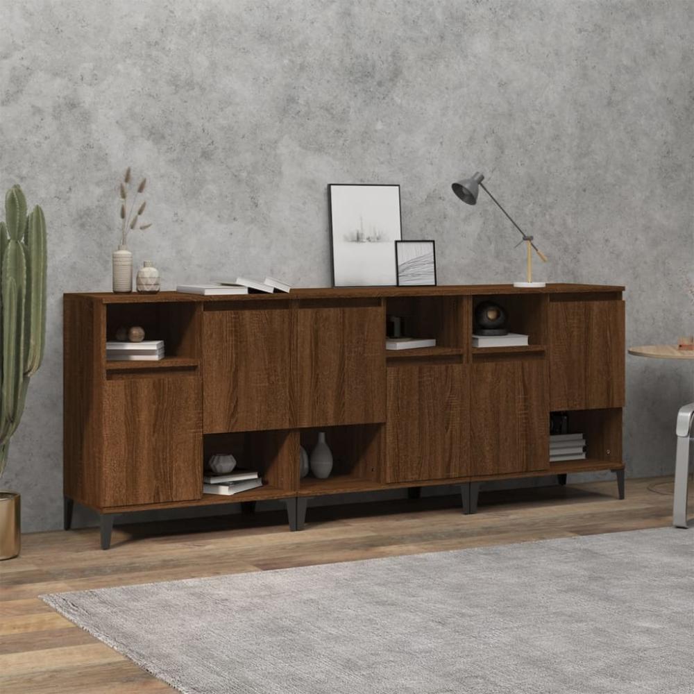 vidaXL Sideboards 3 Stk. Braun Eichen-Optik 60x35x70 cm Holzwerkstoff 3185750 Bild 1