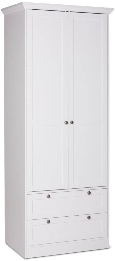 Kleiderschrank, Garderobe, Schrank, Massiv, 2 Türen, Garderobenschrank, Mehrzweckschrank, Weiß, 200 x 51 x 80 cm Bild 1
