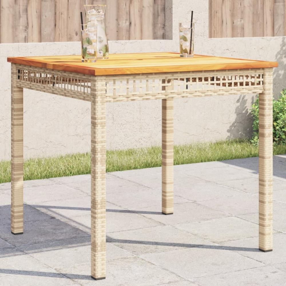 vidaXL Gartentisch Beige 80x80x75 cm Poly Rattan Akazienholz 366275 Bild 1