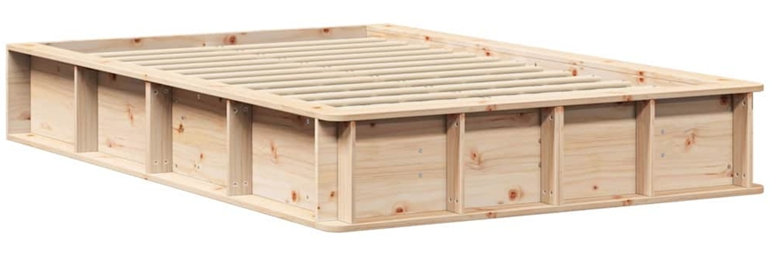 vidaXL Bettrahmen Braun 120 x 200 cm Massives Kiefernholz 3385718 Bild 1