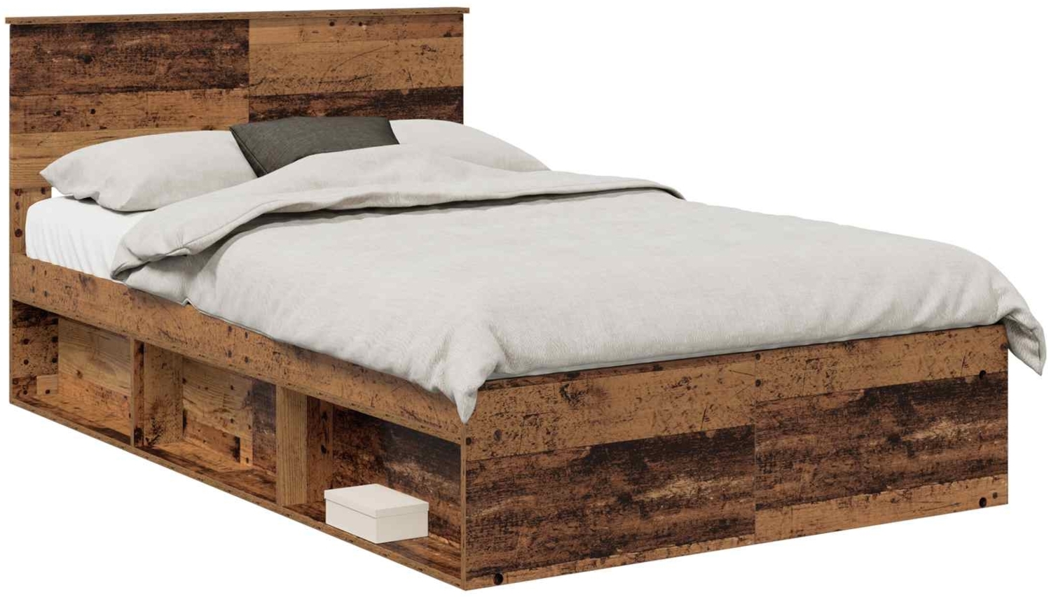 vidaXL Bettrahmen mit Kopfteil Altholz 135x190 cm Holzwerkstoff 3407893 Bild 1