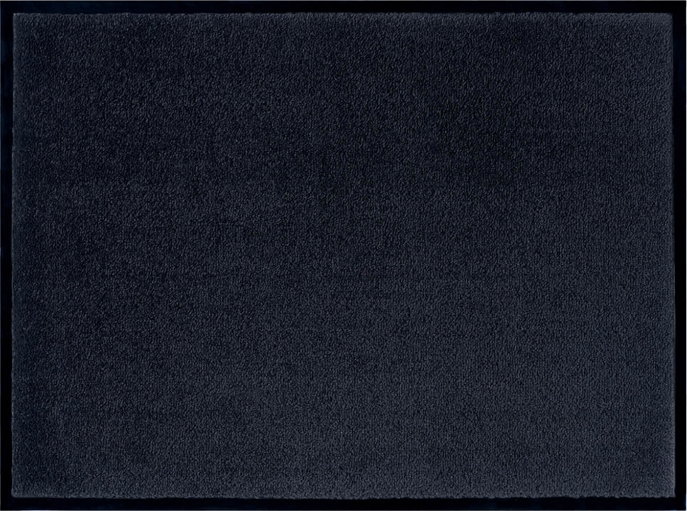 Teppich Boss waschbare In- & Outdoor Fußmatte Uni einfarbig (UV- und Witterungsbeständig, Rückseite gumiert) - 90x150x0,7cm - schwarz Bild 1