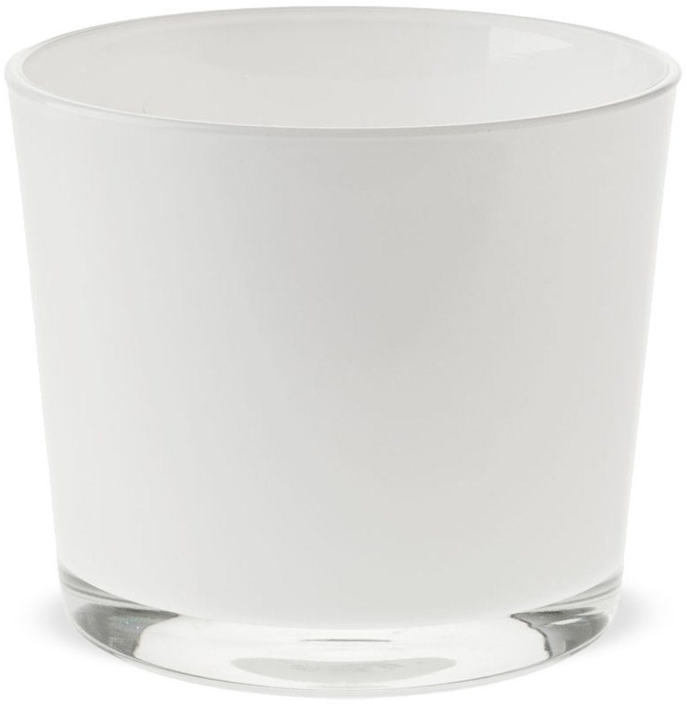 matches21 HOME & HOBBY Blumentopf Glastopf rund Pflanzgefäß Teelichtglas Glas weiß Ø 11,5 cm (1 St) Bild 1