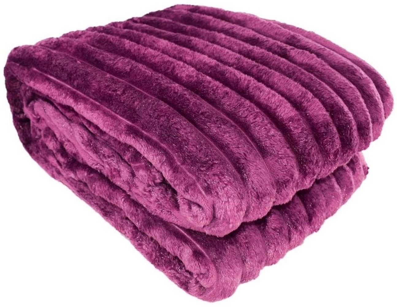 Wohndecke Cord 150 x 200 cm mit Flanelloptik & Glitzer Kuscheldecke Streifen violett Bild 1