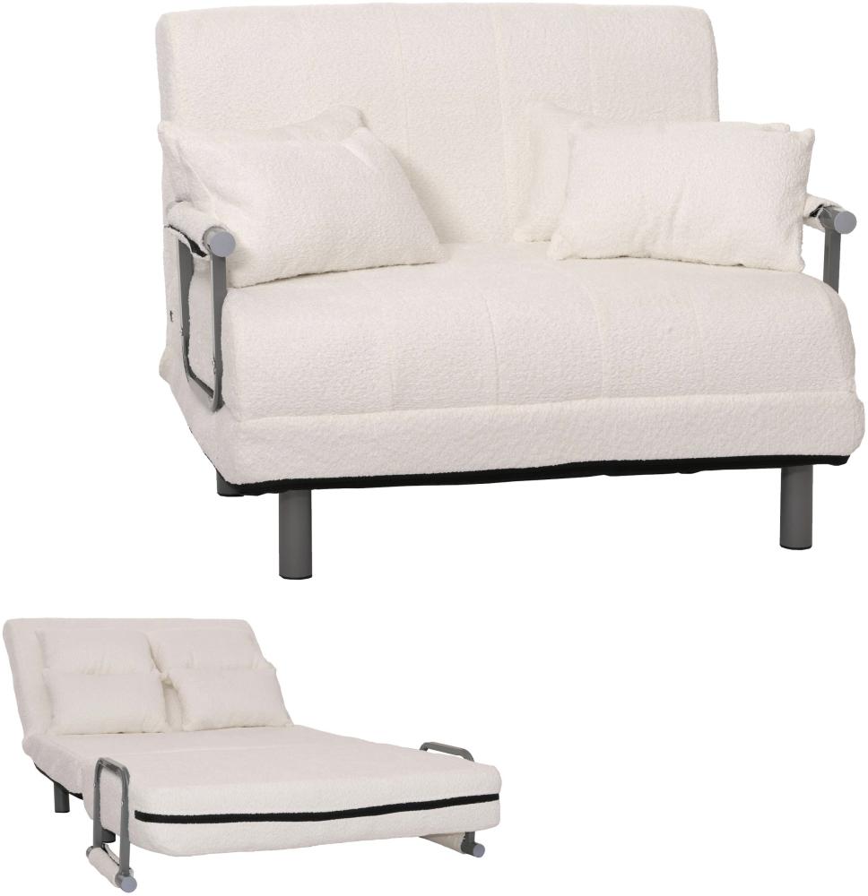 Mendler Schlafsessel HWC-K29, Klappsessel Schlafsofa Gästebett, Liegefläche 190x100cm, Stoff Bouclé (500g/m²) ~ creme Bild 1