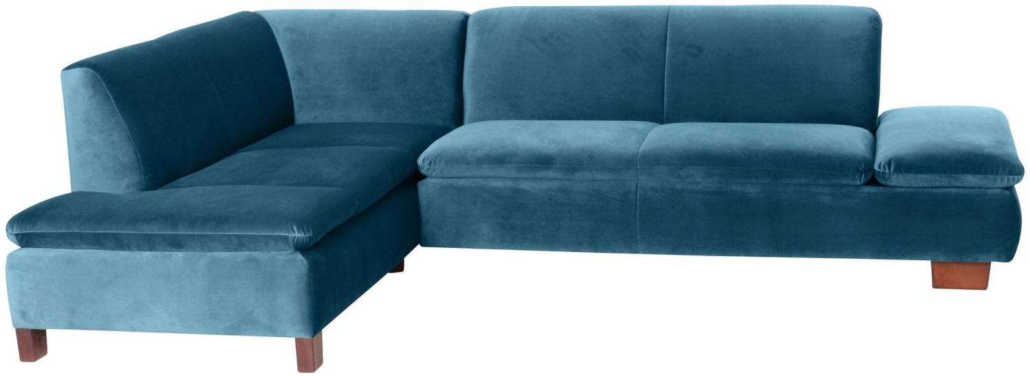 Ecksofa mit Ottomane links Kaye Bezug Samtvelours Buche nussbaum dunkel / petrol 23090 Bild 1