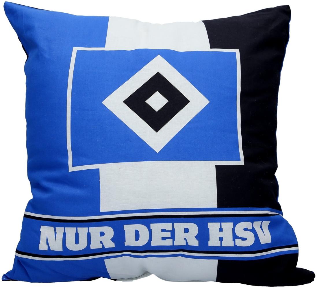 HSV Kissen Nur der HSV 38x38 cm. schwarz-weiß-blau Bild 1