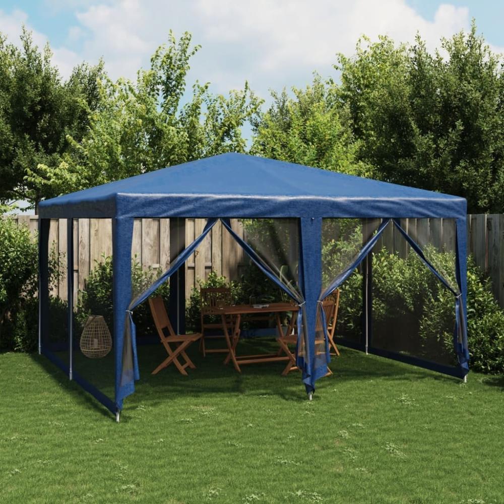 vidaXL Partyzelt mit 8 Mesh-Seitenteilen Blau 4x4 m HDPE 4010062 Bild 1