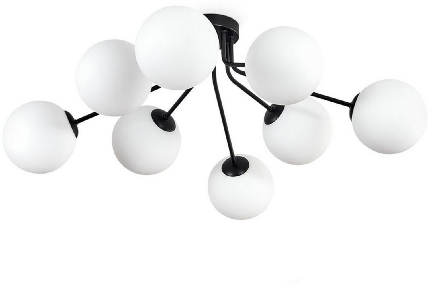 hofstein Deckenleuchte Deckenlampe aus Metall/Glas in Schwarz/Weiß, ohne Leuchtmittel, Leuchte im modernen Design mit Schirmen aus Glas (15 cm), 8 x E14 Bild 1