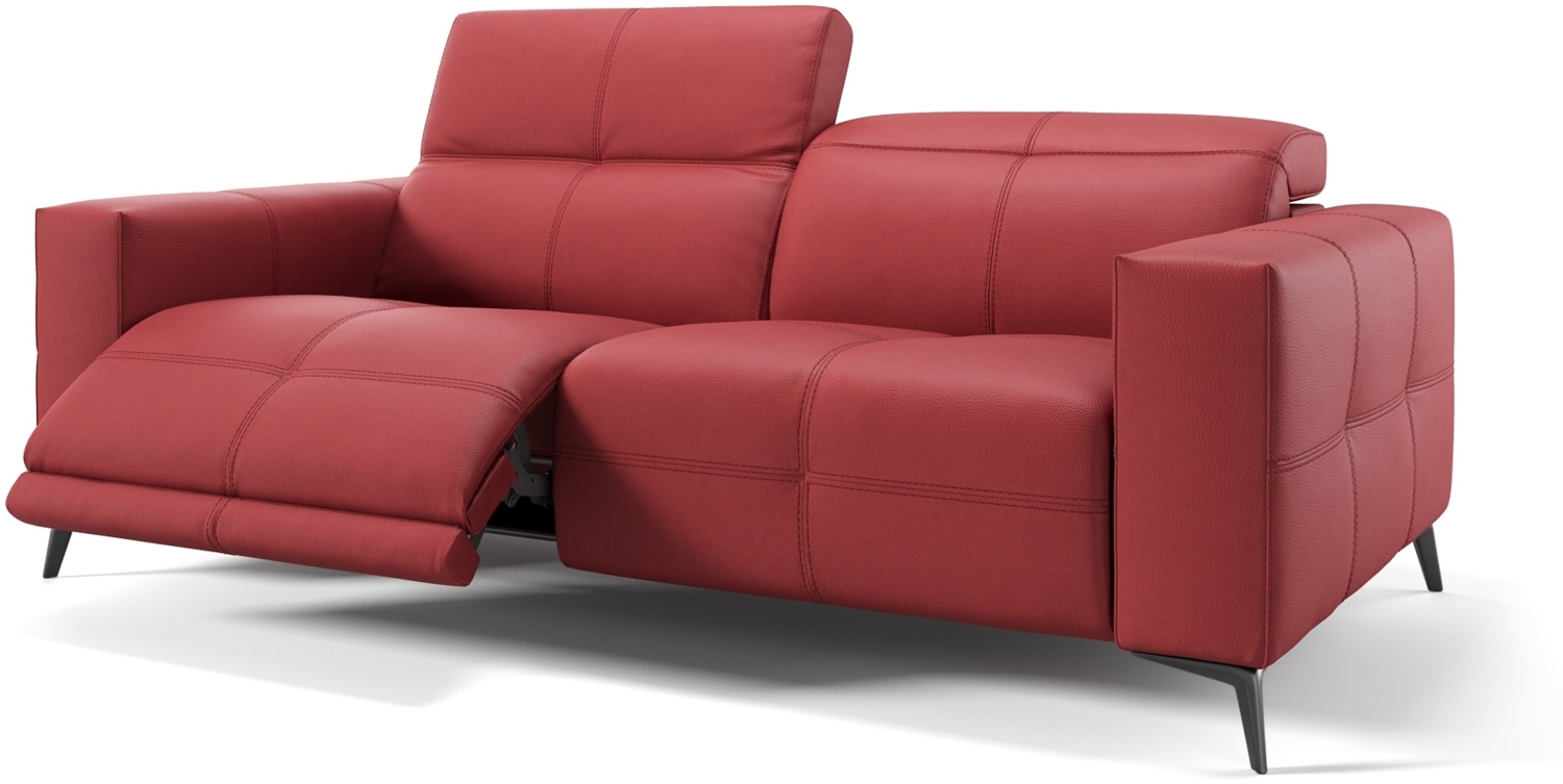 Sofanella 3-Sitzer MARBELLA Ledercouch Ledersofa Relaxsofa in Rot Bild 1