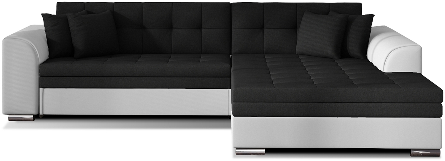 ELTAP 'Sorento', Ecksofa, Eckcouch, Schwarz / Weiß, 78 x 194 x 296 cm, Rechts Bild 1