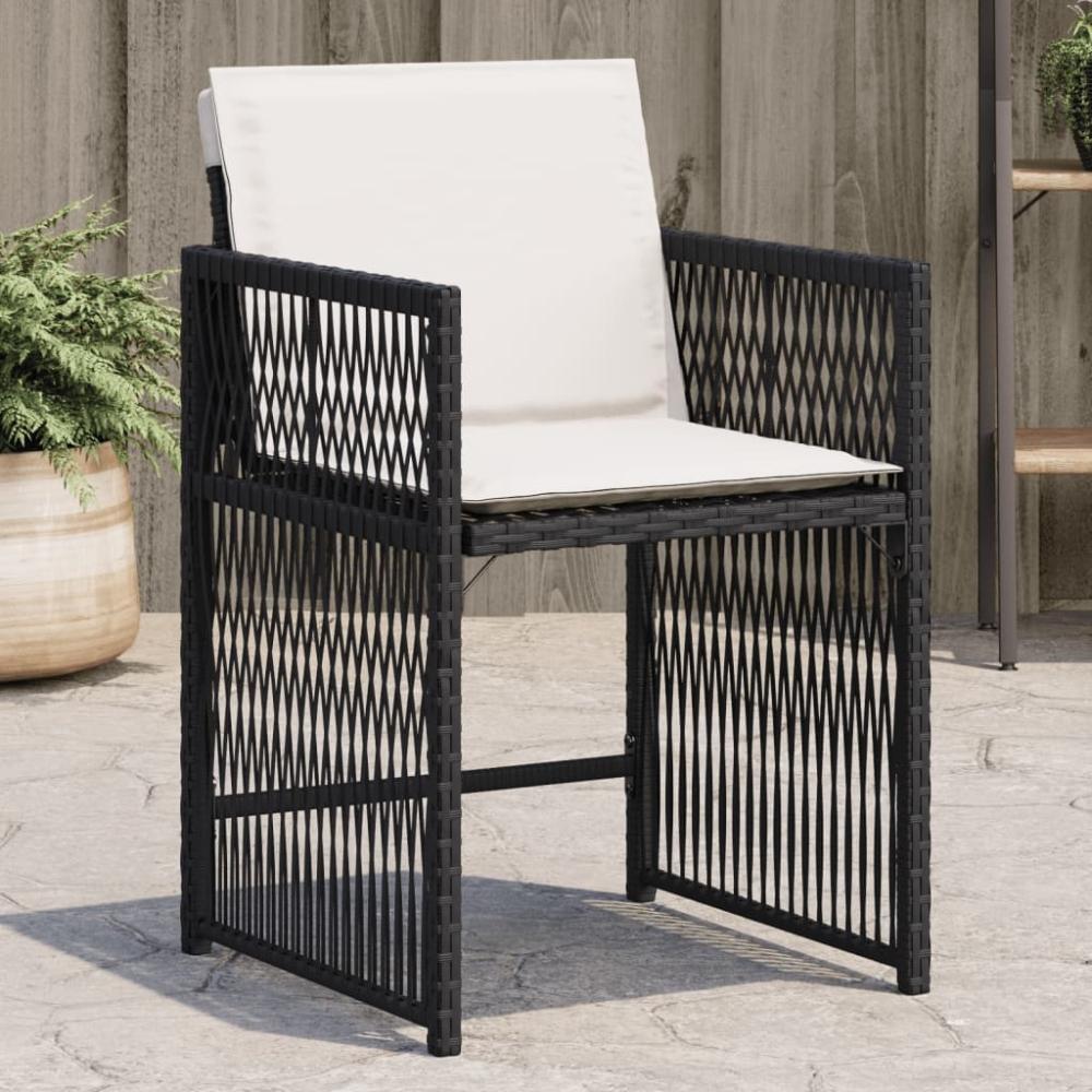 vidaXL Gartenstühle mit Kissen 4 Stk. Schwarz Poly Rattan 365034 Bild 1