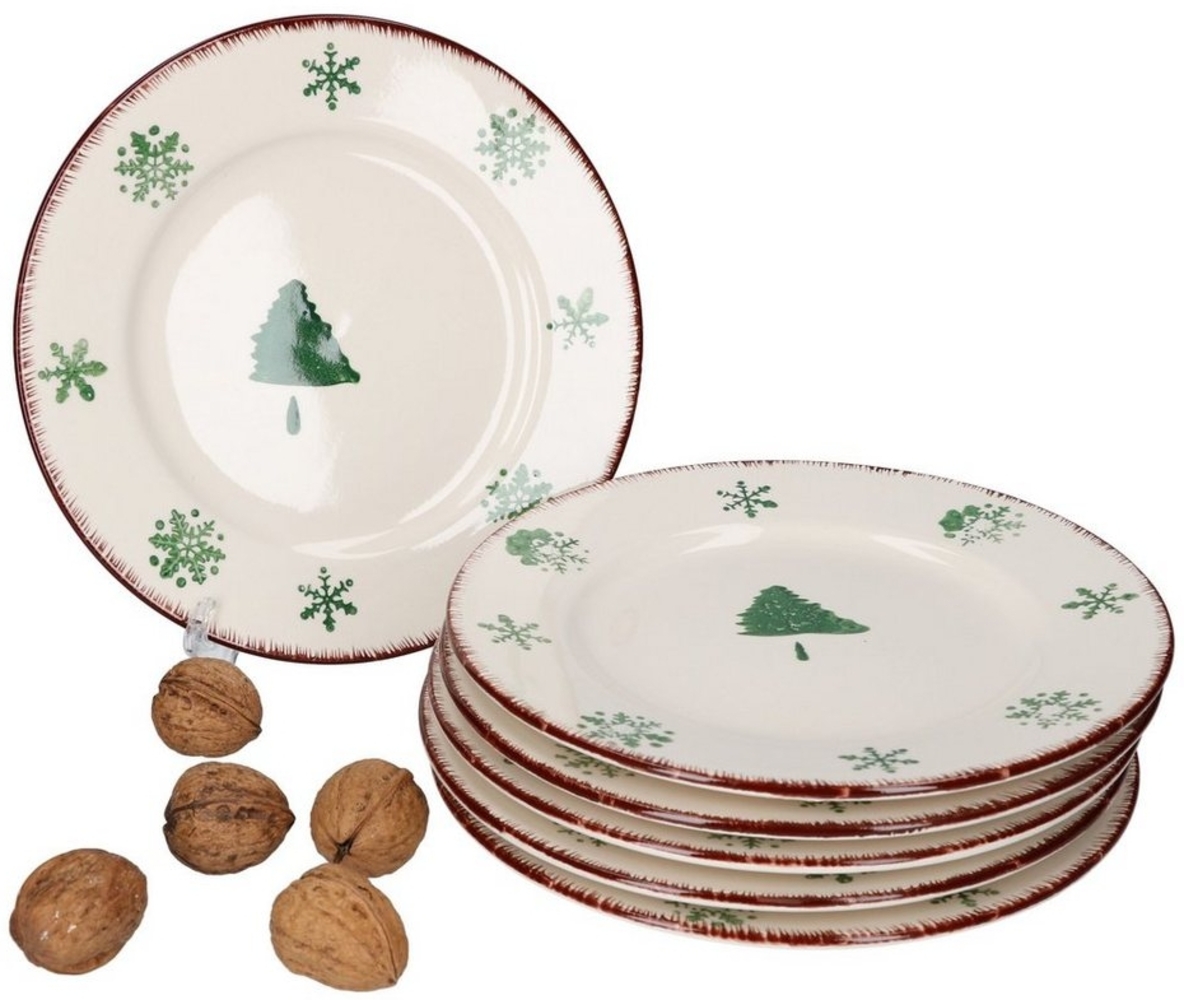 6er Kuchentellerset Schneeflocke Tannenbaum Weihnachten 6Pers Kekse Stollen Dessertteller Porzellan Bild 1