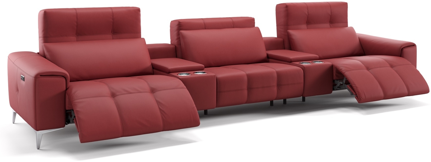 Sofanella SALENTO Ledercouch Kino Kinocouch Dreisitzer in Rot S: 310 Breite x 100 Tiefe Bild 1