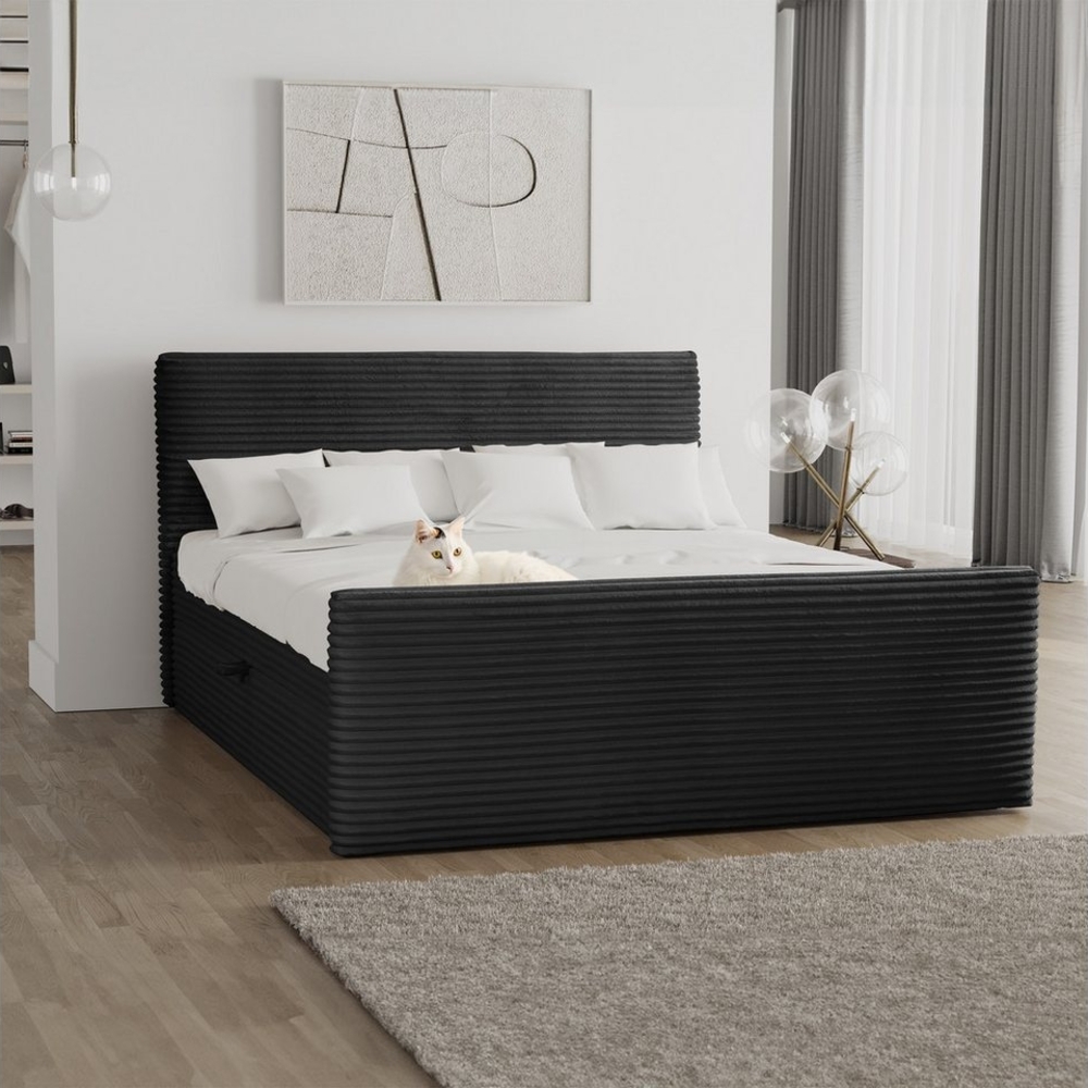 Kaiser Möbel Boxspringbett Boxspringbett mit bettkasten und topper TRENTO stoff Plüsch Cord, mit Topper mit Bettkasten Bild 1