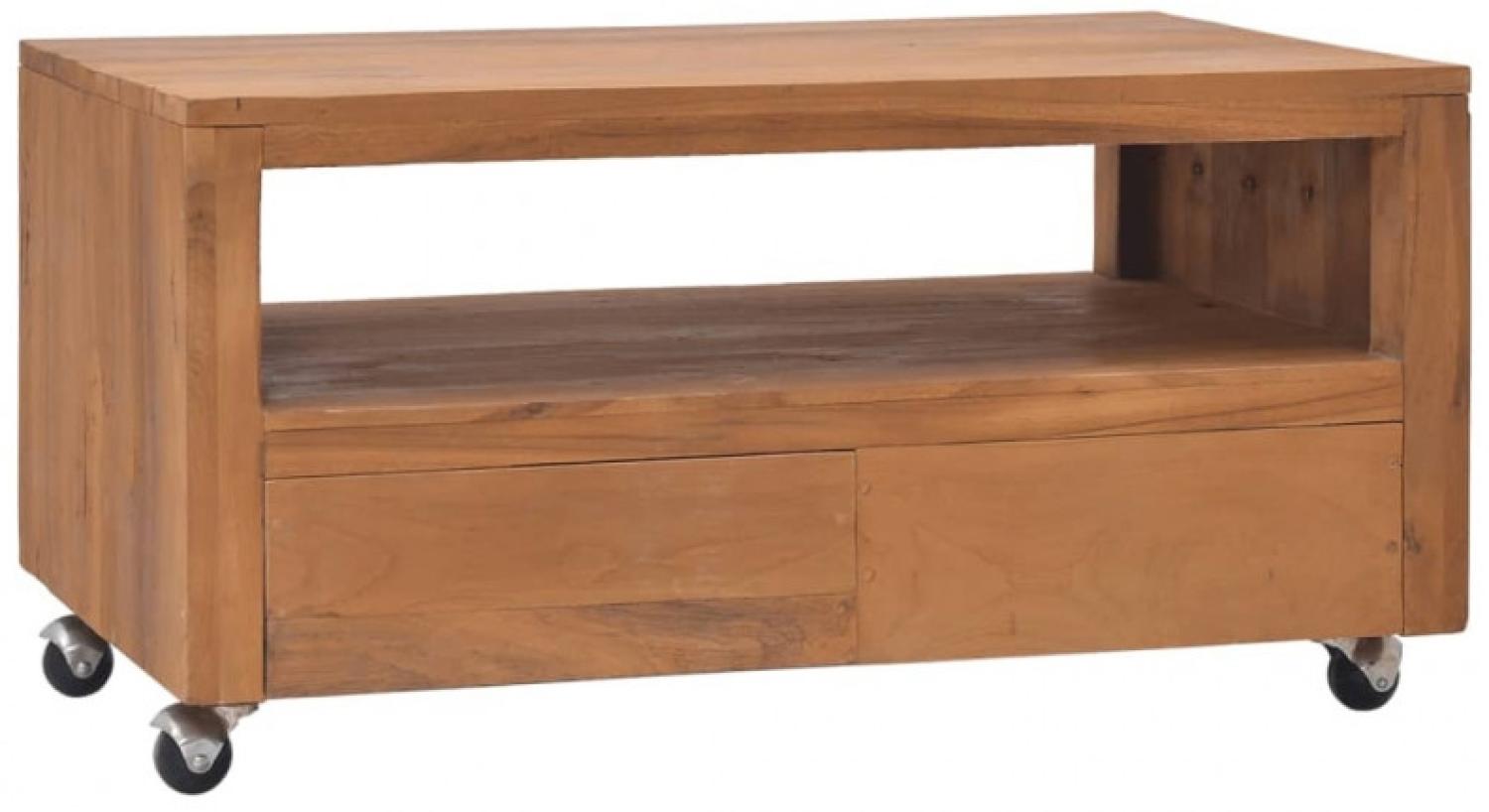 vidaXL TV-Schrank mit Rollen 80 x 50 x 42 cm Massivholz Teak Bild 1
