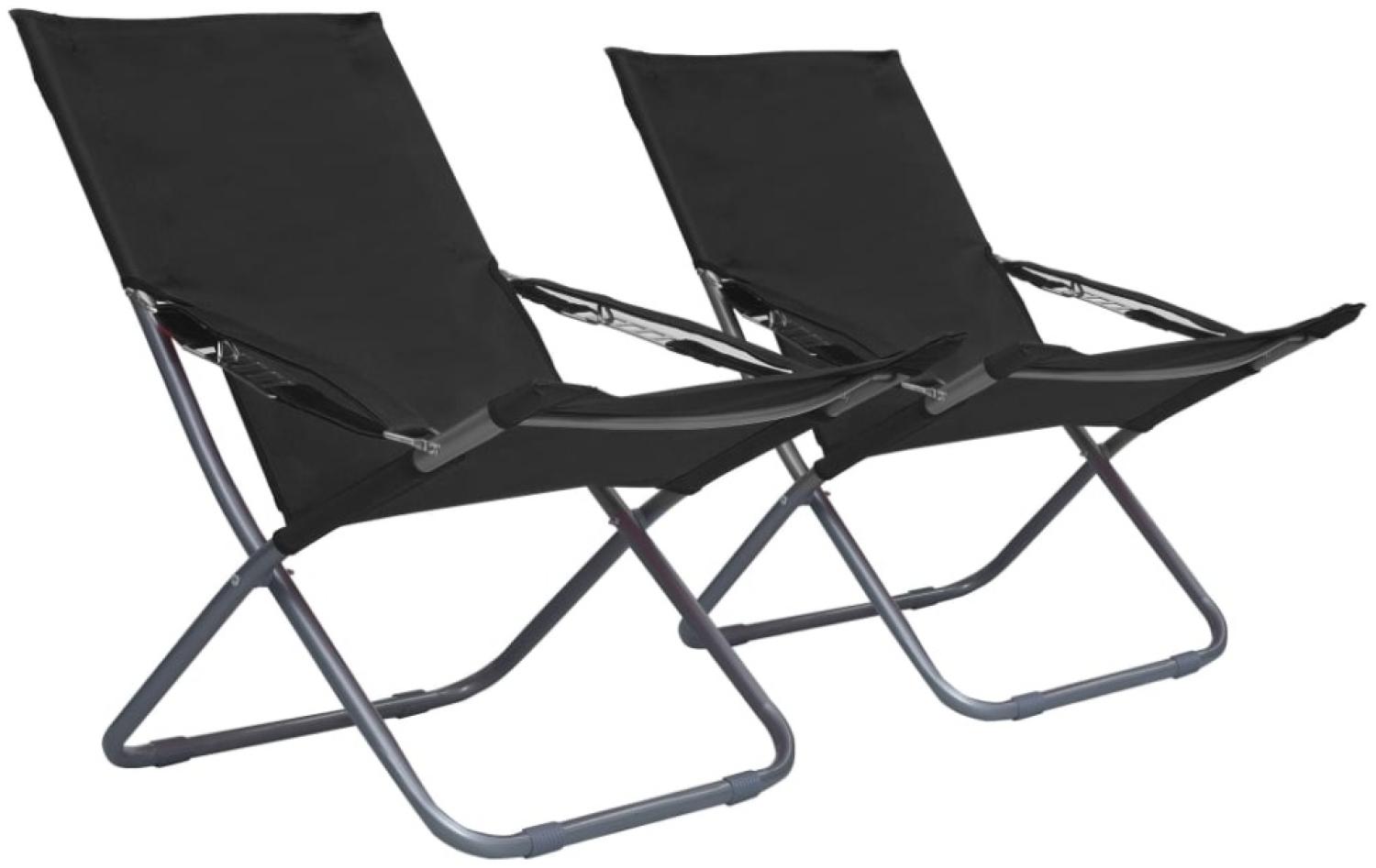 vidaXL Klappbare Strandstühle 2 Stk. Stoff Schwarz 47903 Bild 1