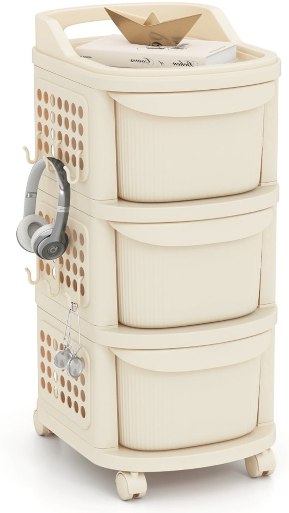 Schmaler Nischenschrank auf Rollen Nischenregal mit 3 Schubladen & Pegboard Nischenwagen Bild 1