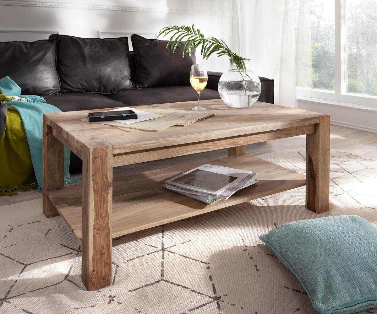 Couchtisch Indra Sheesham Natur 120x70 Ablage Massivholz Bild 1