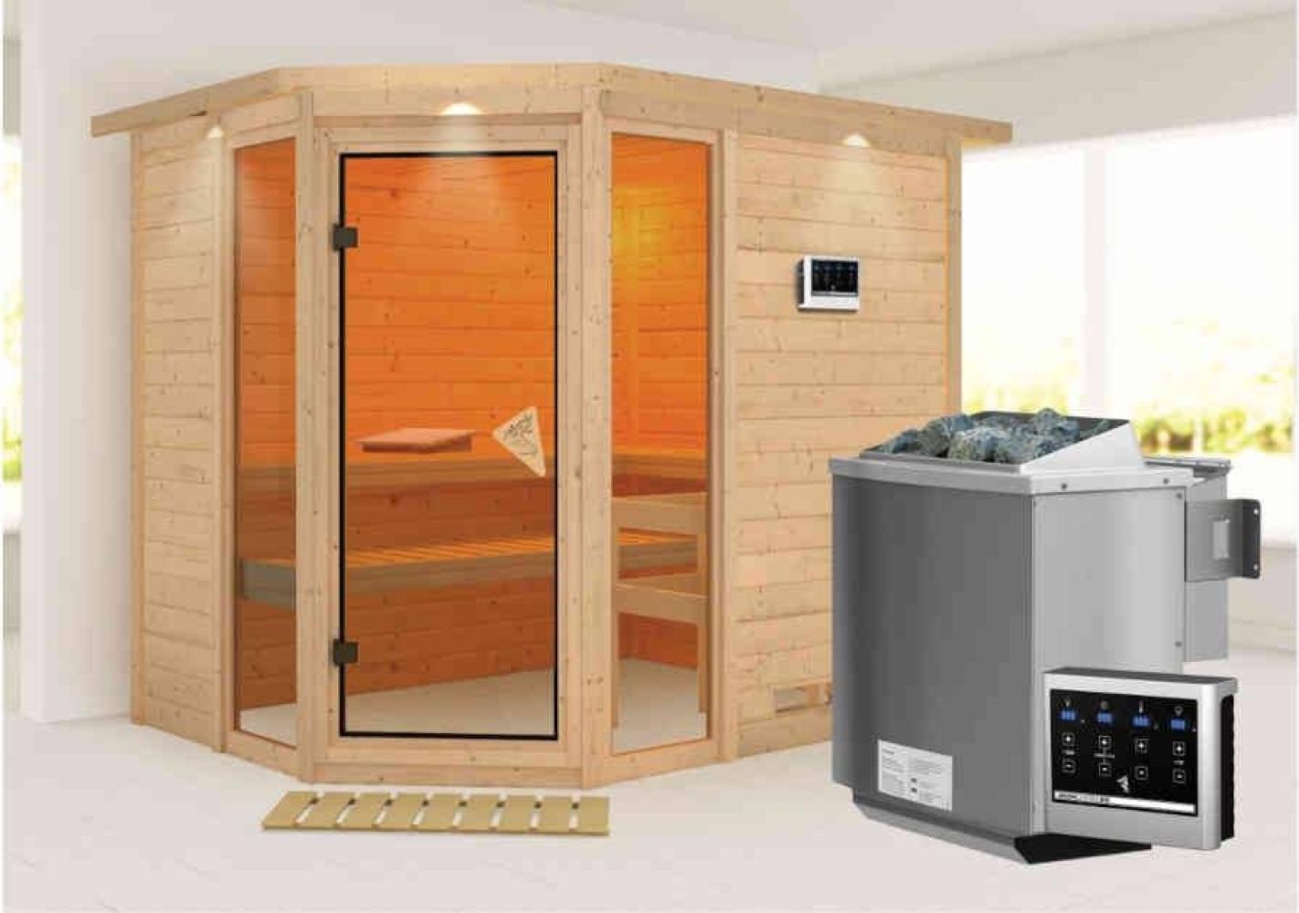 Karibu Sauna Innenkabine Sinai Innensauna 3 Sitzbänke aus Holz Saunakabine mit 40 mm Wandstärke Dampfsauna mit Montagematerial Bild 1