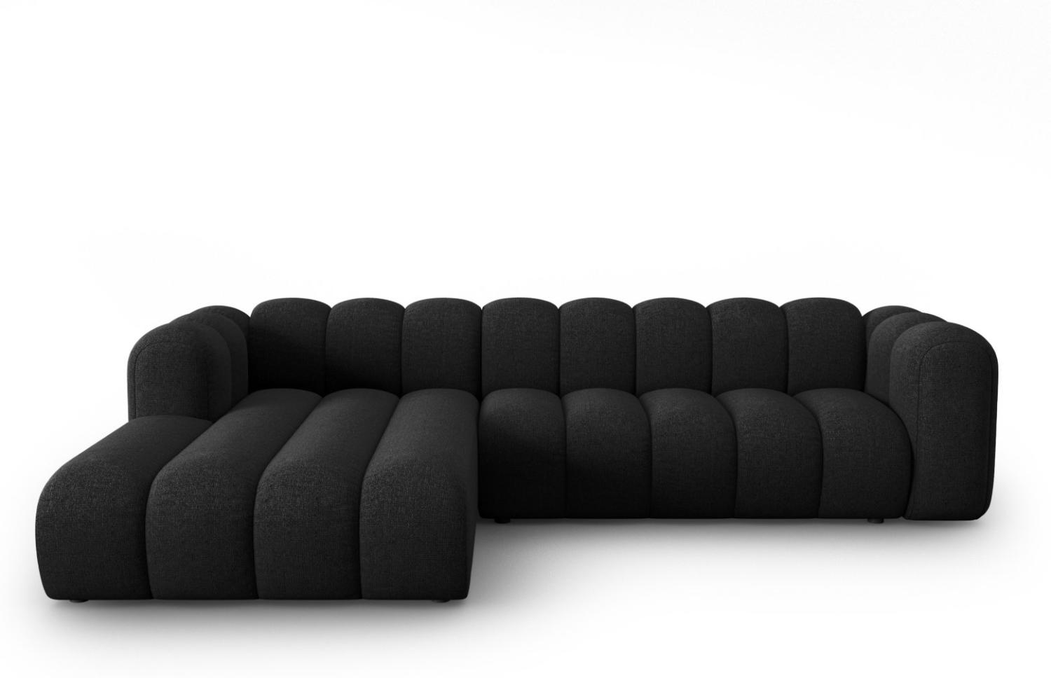 Micadoni Modulares Ecksofa Lupine 4-Sitzer Links Chenille Schwarz Bild 1