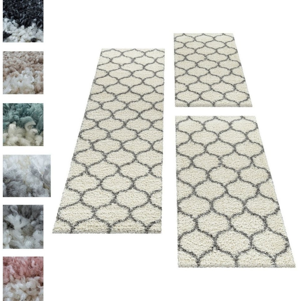 Carpettex Hochflor-Bettumrandung Skandinavisches Design, Höhe 30 mm, (Bett-Set, 3-tlg, Bettvorlage), Schlafzimmer Teppich Bettumrandung Läufer Set 3 teilig Bild 1