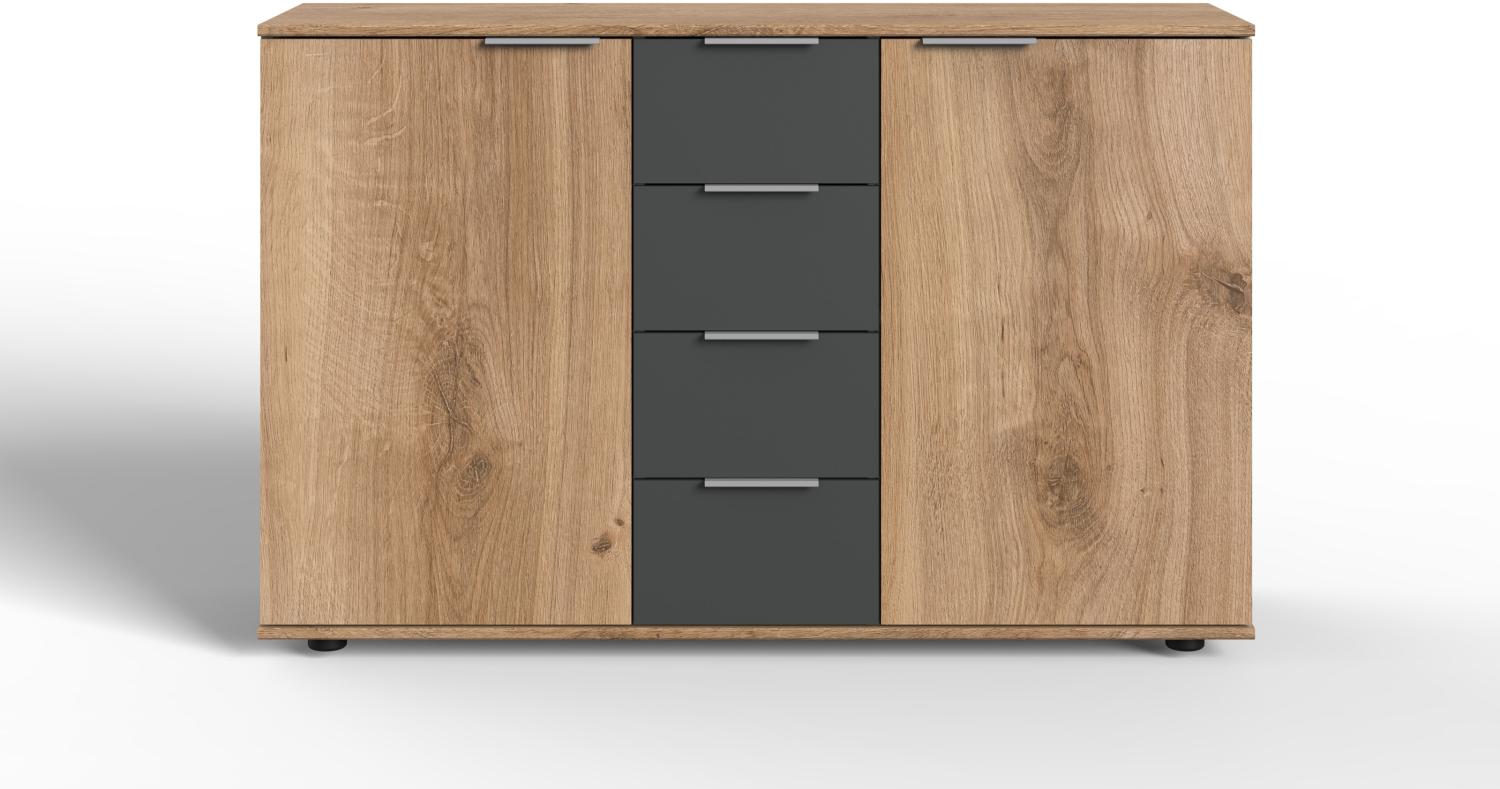 Highboard >Valencia< in Plankeneiche-Nachbildung - 130x83x41cm (BxHxT) Bild 1