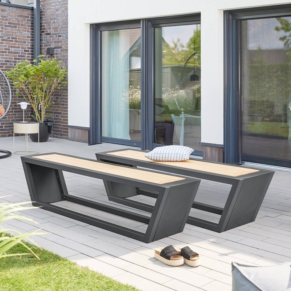 HOME DELUXE Sitzgarnitur aus Stahl KOBON Anthrazit - Made in Germany - 2 x Bank Bild 1
