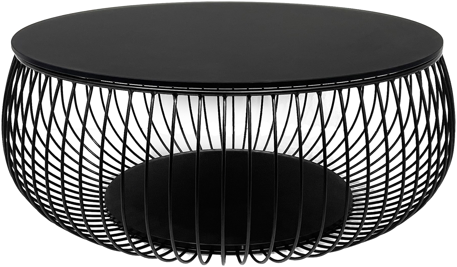 Couchtisch Ø 80 cm schwarz Glastisch Beistelltisch Sofatisch Wohnzimmertisch Bild 1